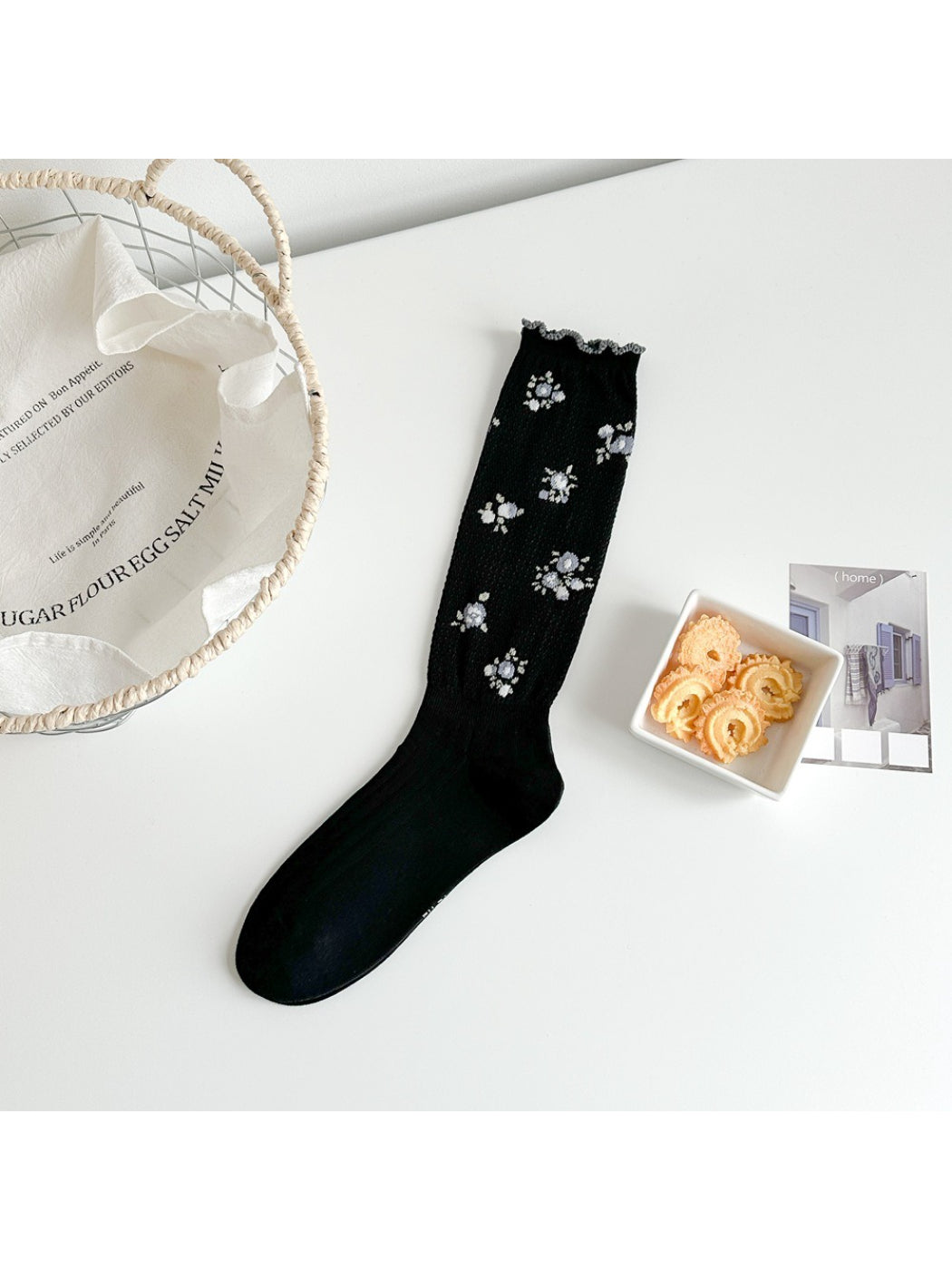 Rufia - Floral Embroidered Ruffle Crew Socks product image 7
