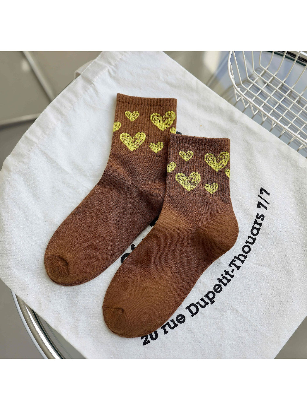 Rufia - Sketch Heart Motif Crew Socks