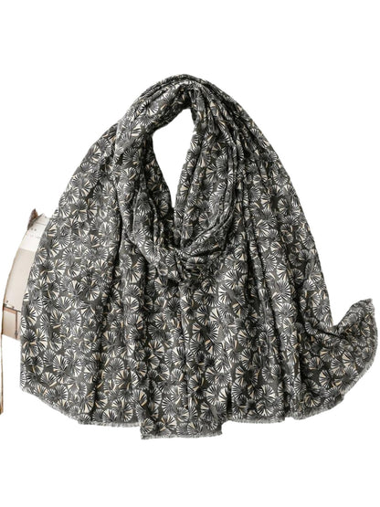 Scarvii - Lightweight Allover Leaf Print Scarf