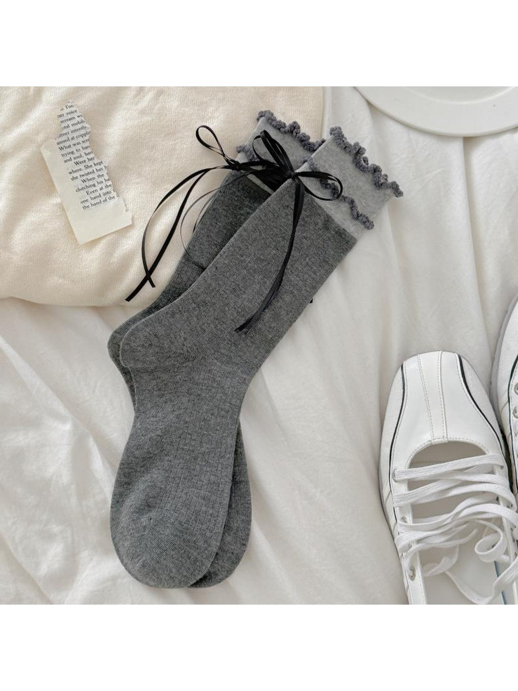 Rufia - Sweet Bow Detail Ruffle Crew Socks