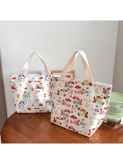 Cosbai - Cartoon Dog Print Open-Top Lunch Bag