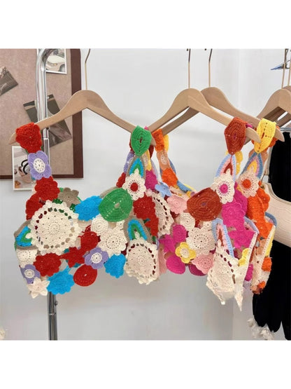 Crosa - Multicolor Crochet Flower Top Sweater