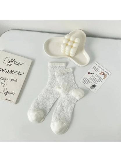 Rufia - Vintage Floral Sheer Crew Socks