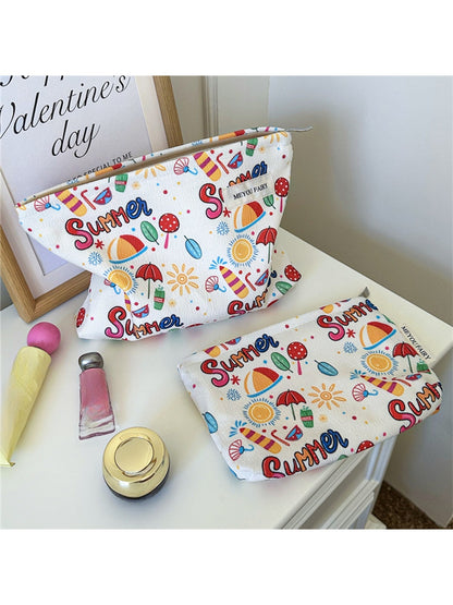 Cosbai - Summer Graffiti Print Cosmetic Organizer Bag