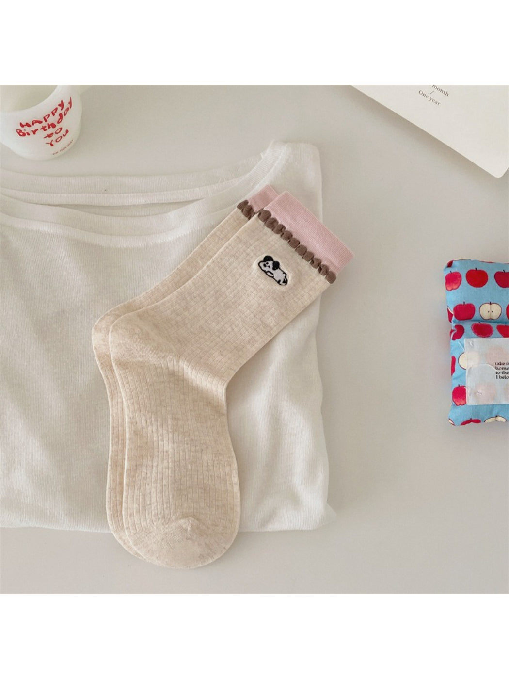 Rufia - Bear Trim Detail Ribbed Crew Socks product image 5