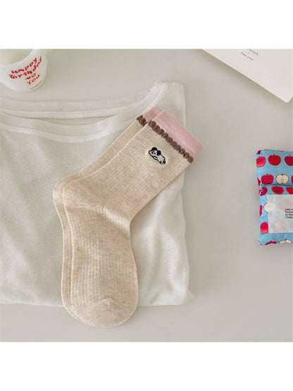 Rufia - Bear Trim Detail Ribbed Crew Socks product image 5