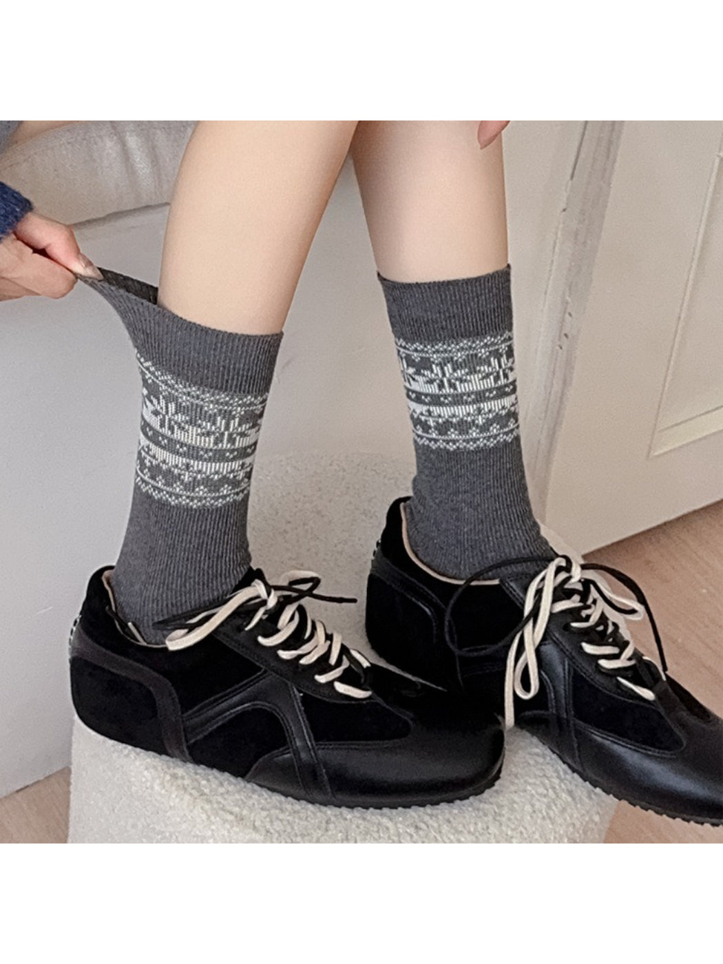 Rufia - Nordic Fairisle Pattern Crew Socks