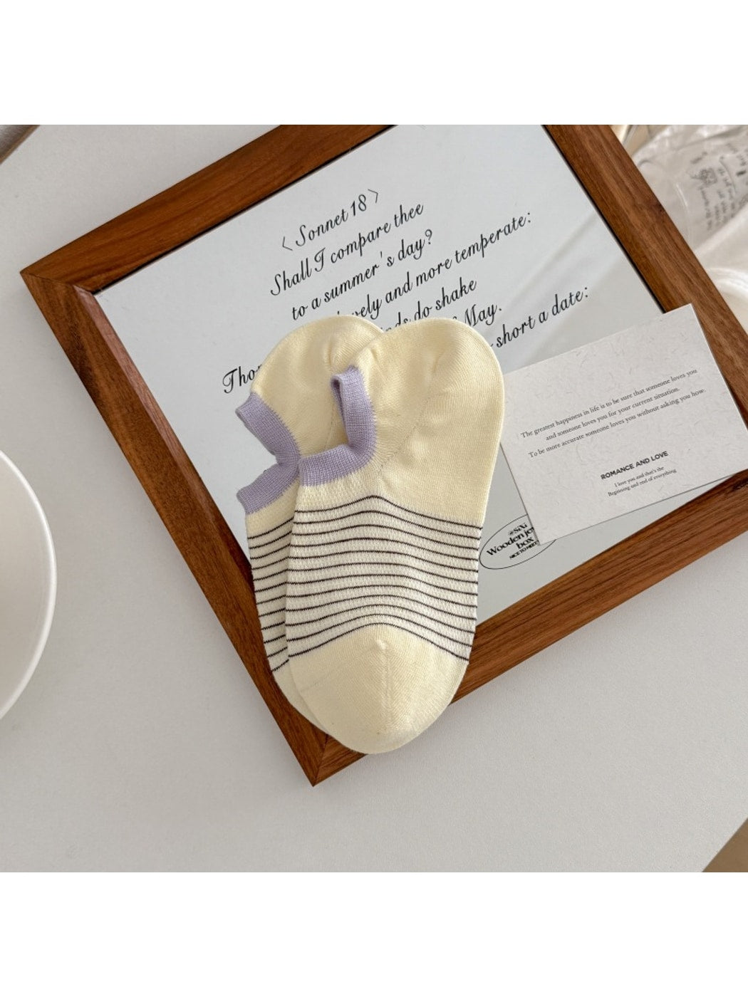 Rufia - Striped Liner Socks with Contrast Cuff