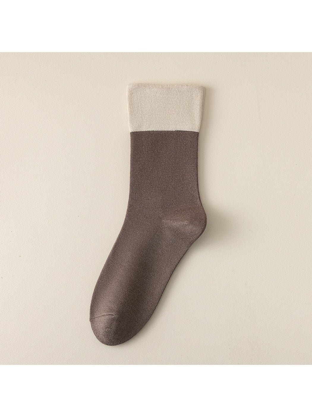 Rufia - Neutral Two-tone Color Block Crew Socks