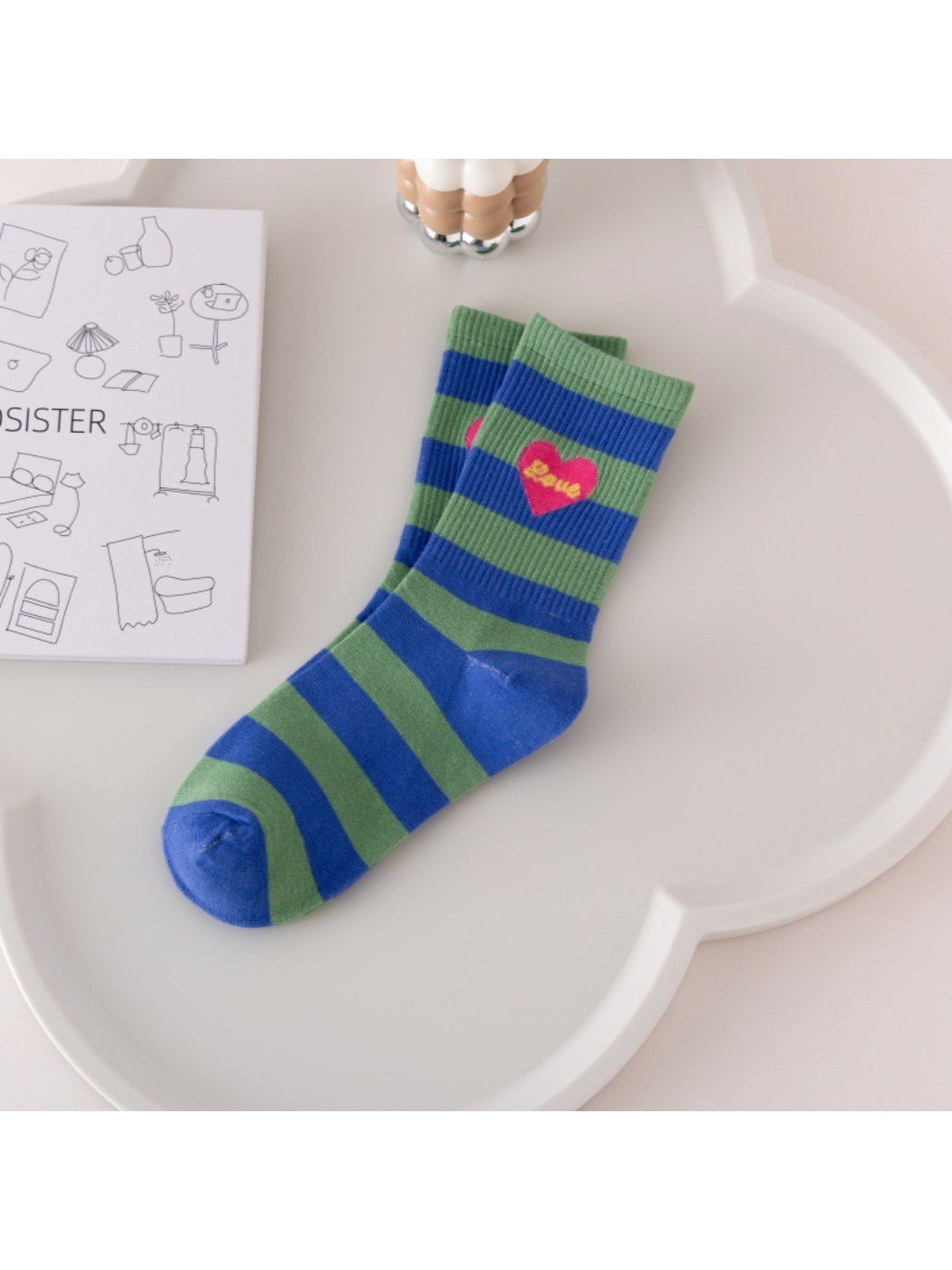 Rufia - Playful Heart Print Crew Socks