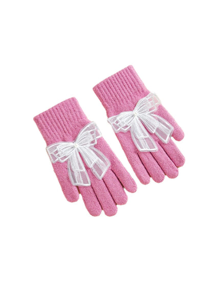 Gloving - Bow Detail Ribbed Cuff Gloves