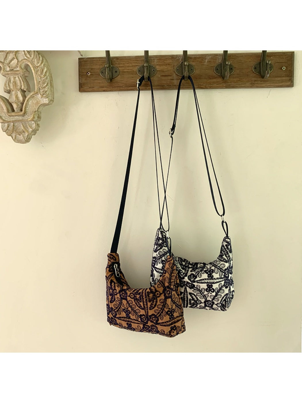 Cosbai - Vintage Embroidered Canvas Shoulder Bag