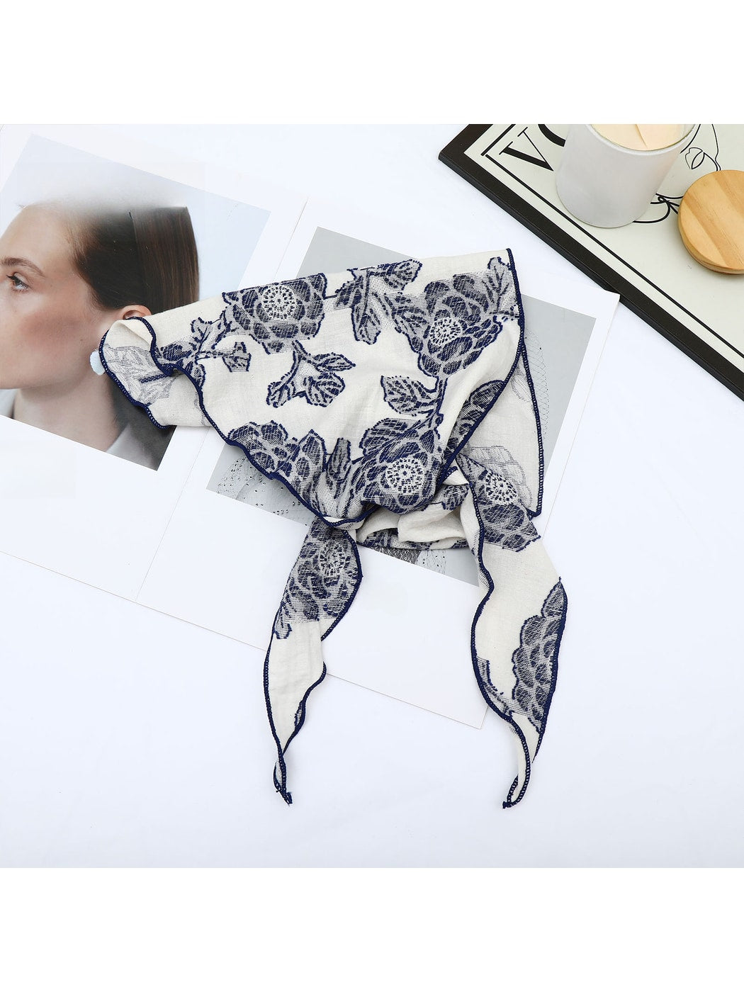 Scarvii - Rose Print Triangle Bandana