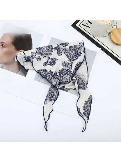 Scarvii - Rose Print Triangle Bandana