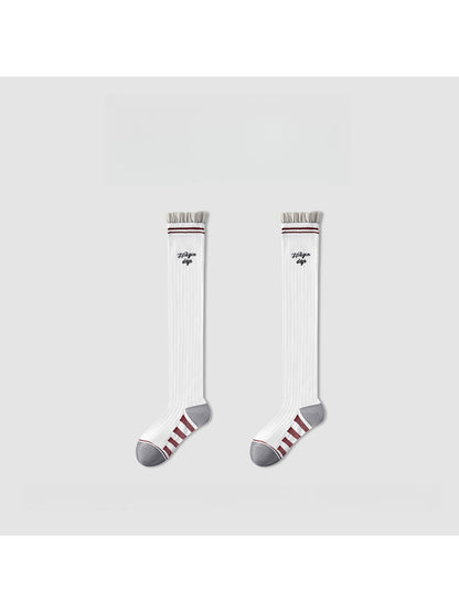 Rufia - Striped Ribbed Casual Knee-high Socks
