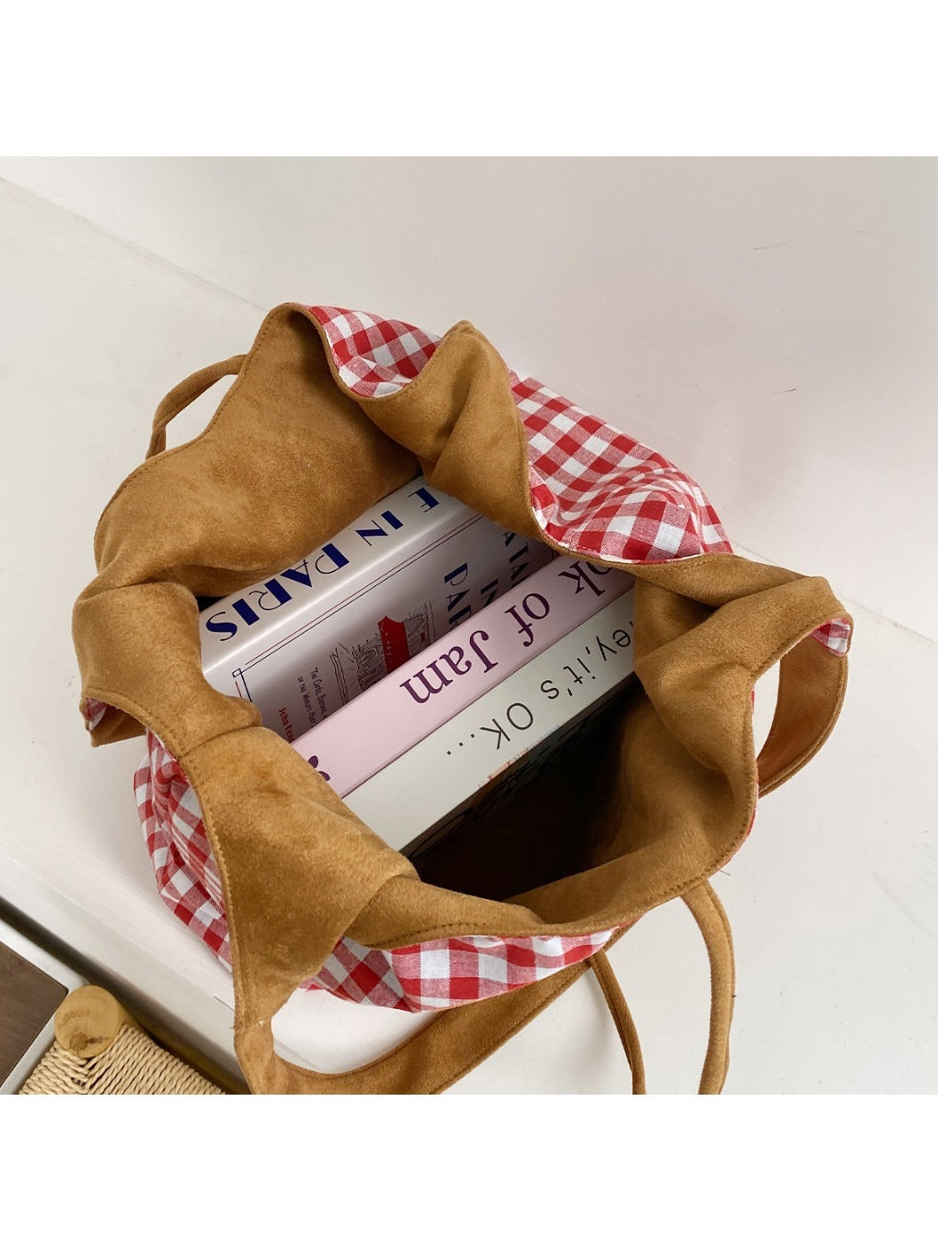 Cosbai – Retro Reversible Color-Block Tote Bag