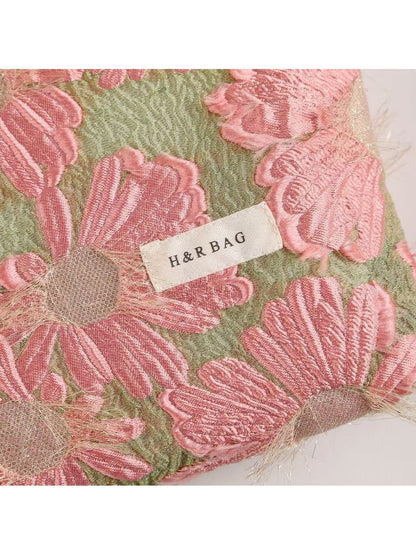 Cosbai - Floral Cosmetic Pouch with Textured Flower Bag