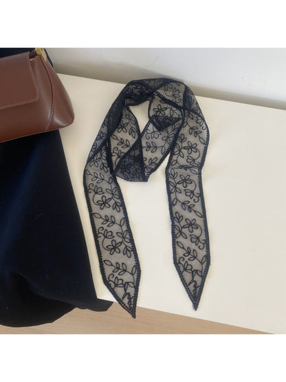 Scarvii Sheer Floral Lace Skinny Scarf