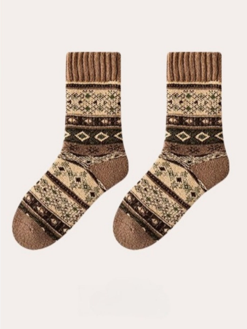 Rufia - Thick Bohemian Pattern Mid-Calf Socks - Soft & Warm