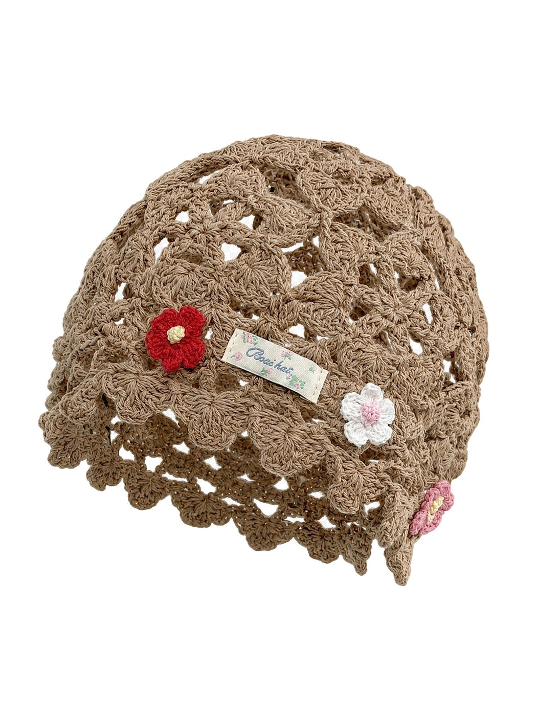 Haila - Openwork Round Crown Brimless Knit Beanie