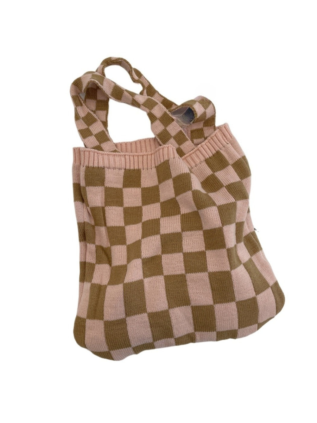 Cosbai – Knitted Checkered Tote Bag