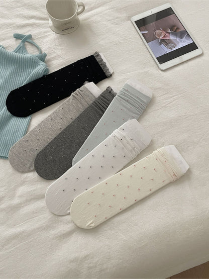 Rufia - Lace Dot Mid-Calf Socks - image 1