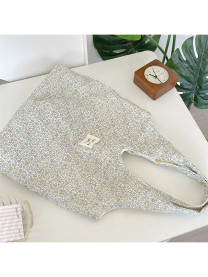 Close-up of Cosbai Ditsy Floral Slouchy Tote Bag floral pattern and texture