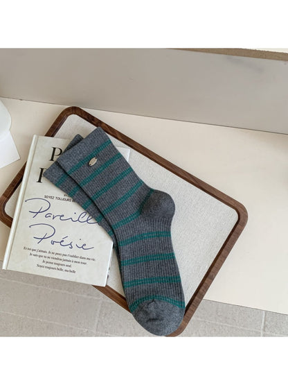 Rufia - Buckled Striped Knitted Capsule Socks for Women