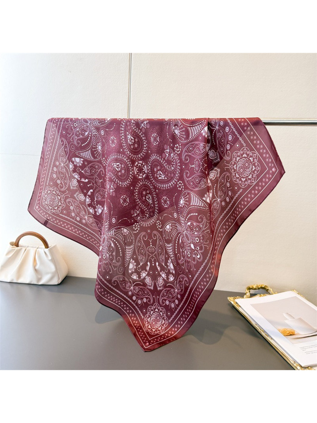 Scarvii Burgundy Paisley Square Scarf