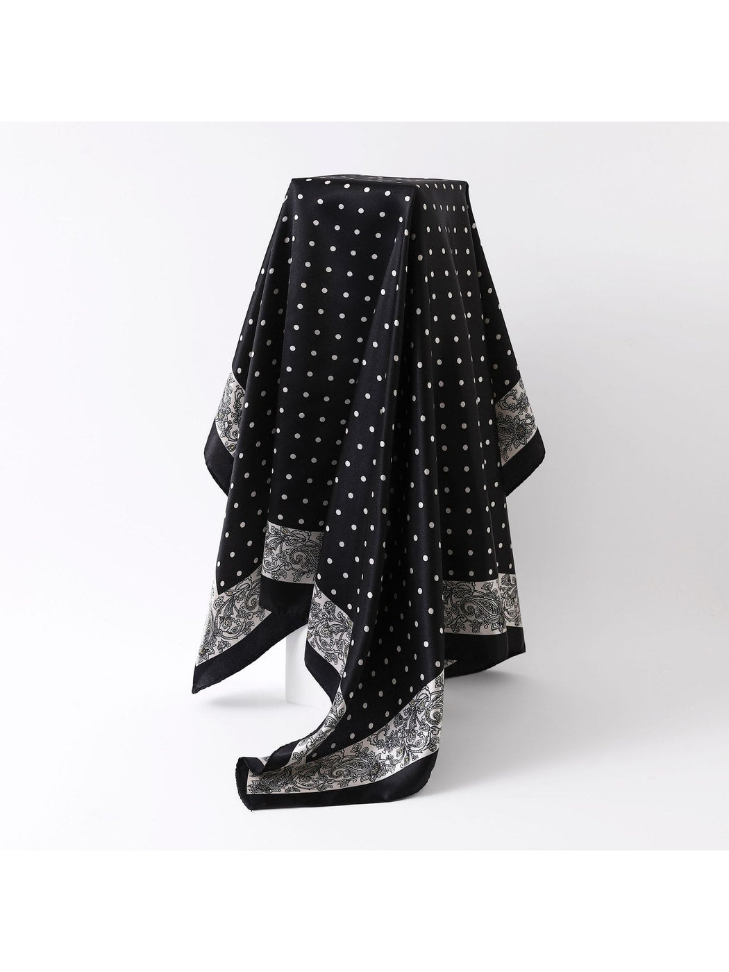 Scarvii - Polka Dot Printed Border Square Scarf