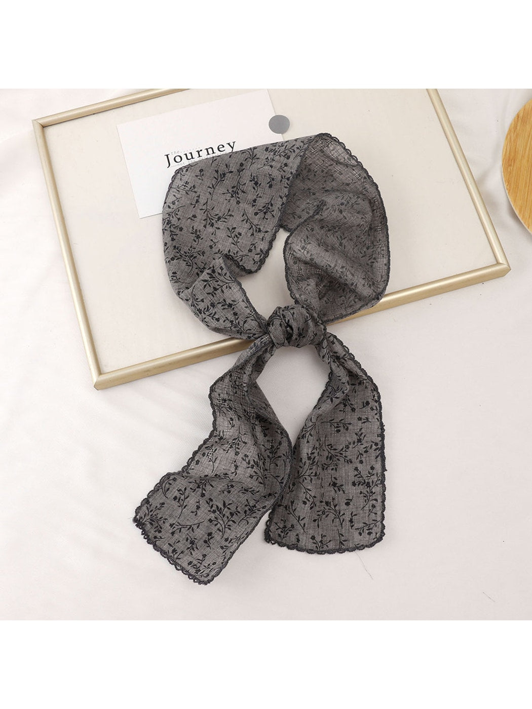 Scarvii - Printed Floral Neck Styling Narrow Scarf