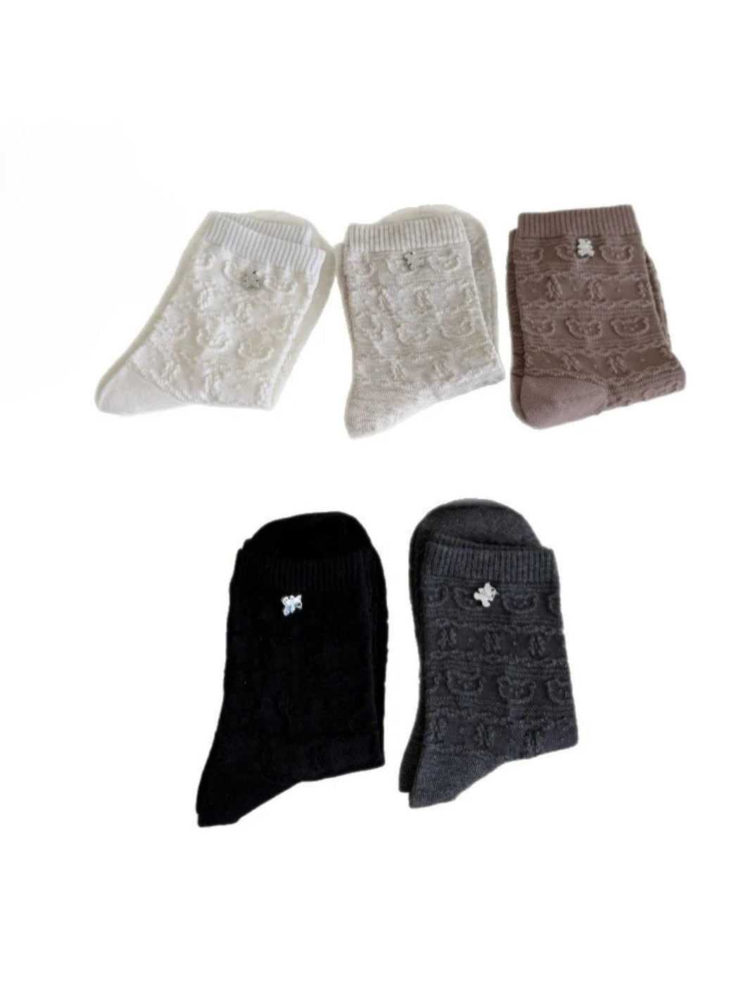 Rufia - Raised Bear and Bow Pattern Socks