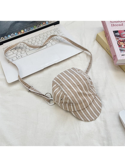 Cosbai – Retro Stripe Hat-Shaped Crossbody Bag