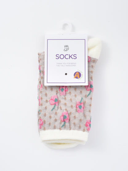 Rufia - Dotted Garden Floral Crew Socks