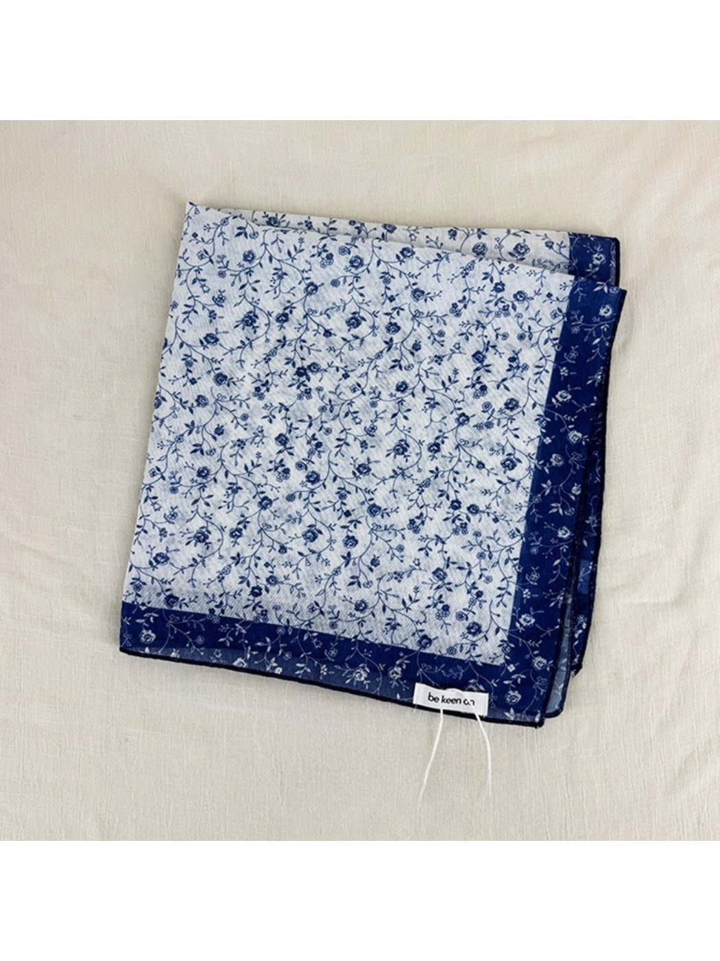 Scarvii Vintage Botanical square scarf laid flat displaying full vintage floral design