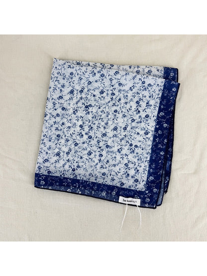 Scarvii Vintage Botanical square scarf laid flat displaying full vintage floral design
