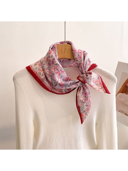 Scarvii - Paisley Floral Print Fashion Square Scarf