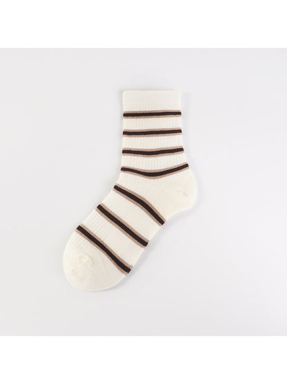 Rufia - Colorblock Striped and Bear Crew Socks