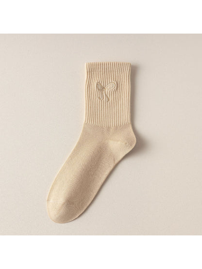 Rufia - Delicate Bow Embroidered Ribbed Crew Socks product image 7