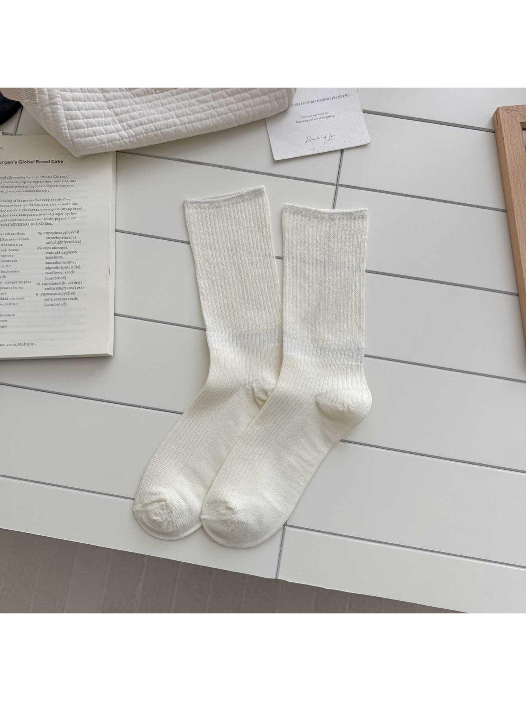 Rufia - Solid Color Crew Socks for Women