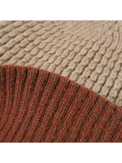 Haila - Colorblock Plush Lined Cuffed Knit Beanie