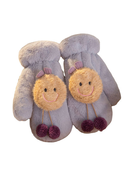 Gloving - Cartoon Smiley Face Plush Winter Mittens