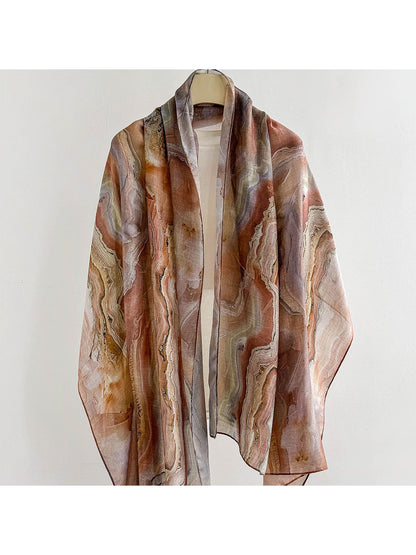 Scarvii - Elegant Marbled Print Summer Wrap Scarf
