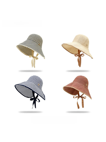 Haila - Wide Brim Striped Bucket Hat