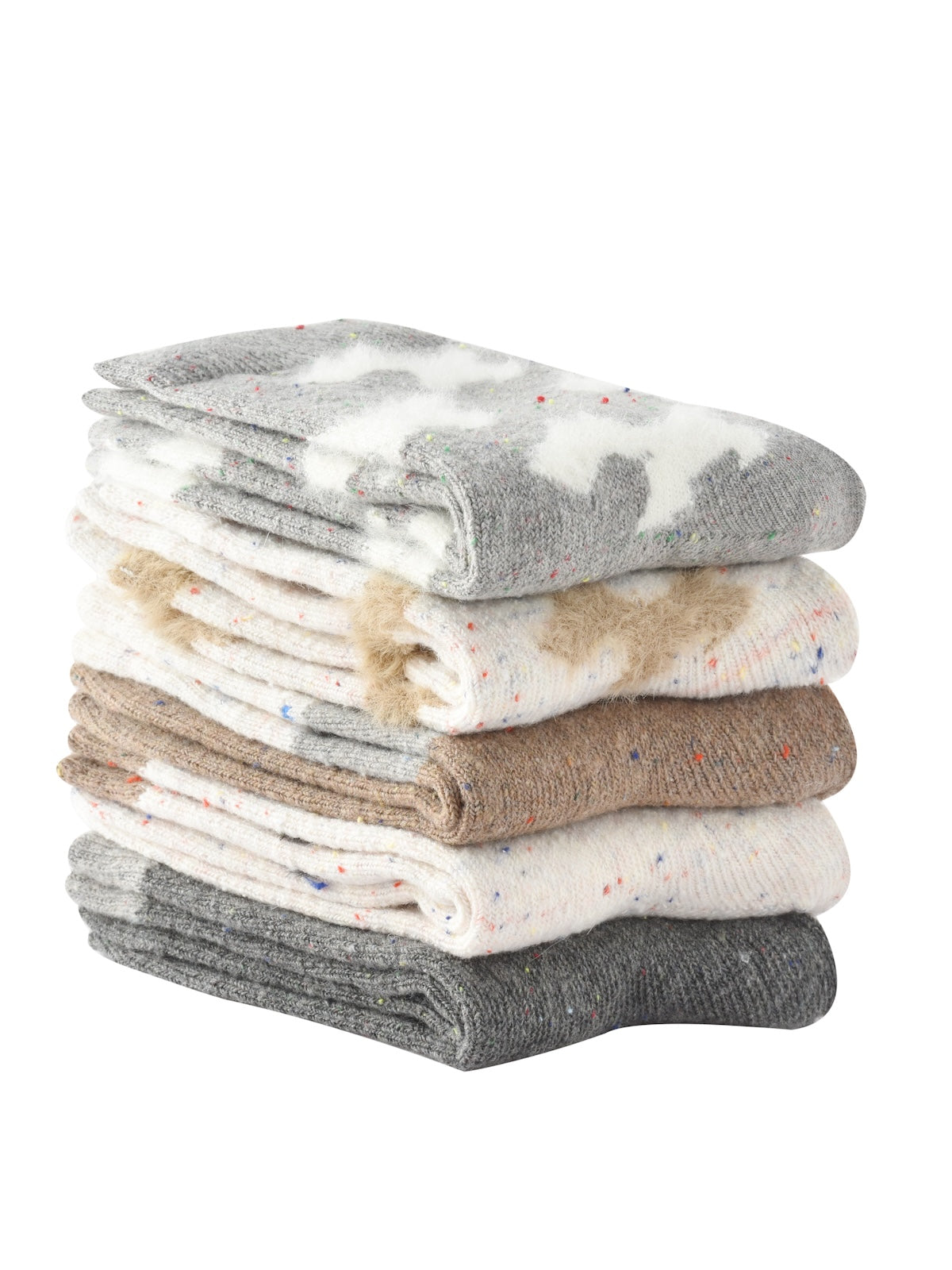 Rufia - Gray and White Dog Pattern Thick Warm Socks