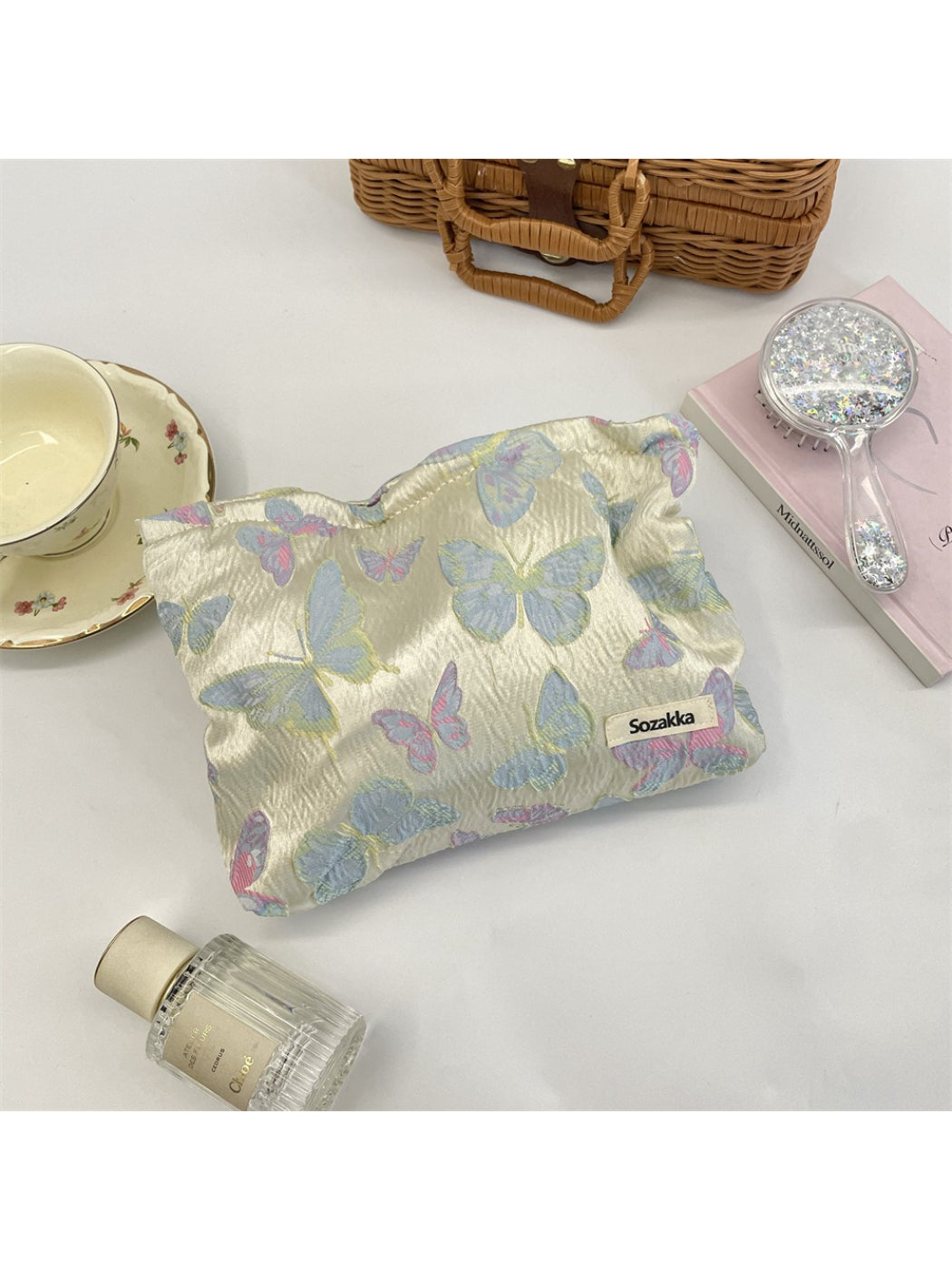 Cosbai - Jacquard Floral Cosmetic Bag