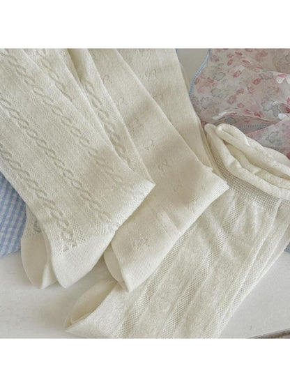 Rufia - White Rolled Cuff Decorative Crew Socks
