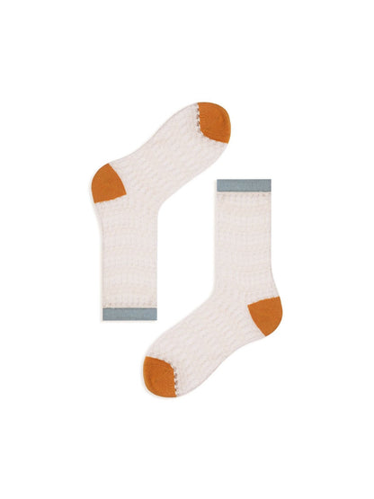 Rufia - Sheer Shell Mesh Colorblock Ankle Socks