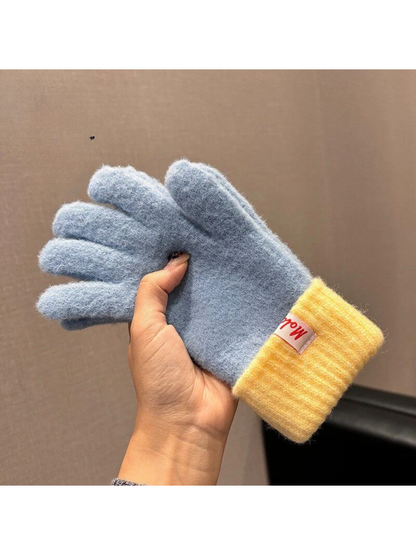 Gloving - Colorblock Fuzzy Texture Gloves