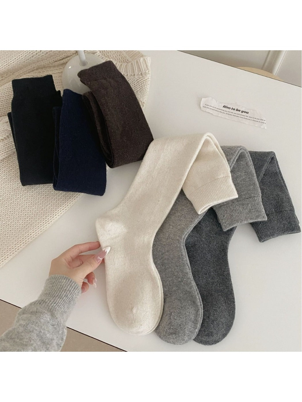 Rufia - Solid Color Long Socks for Women